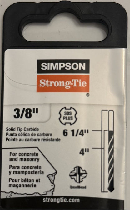 Simpson Strong-Tie 3/8" x 6-1/4" SDS Plus Carbide Masonry Drill Bit New - Lumi and Leo