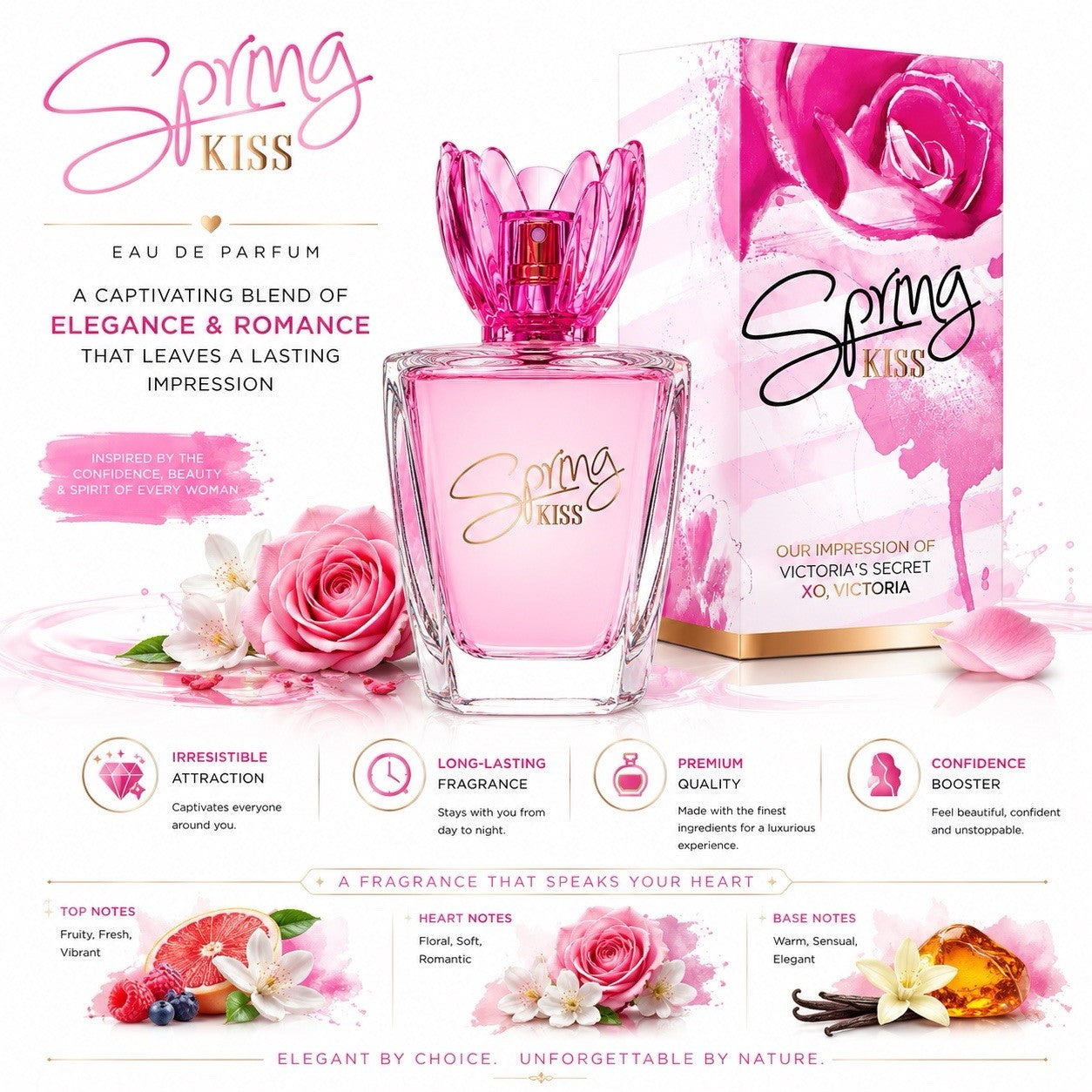 Spring Kiss Eau de Parfum Women 100ml Floral Long Lasting Fragrance Spray - Lumi and Leo