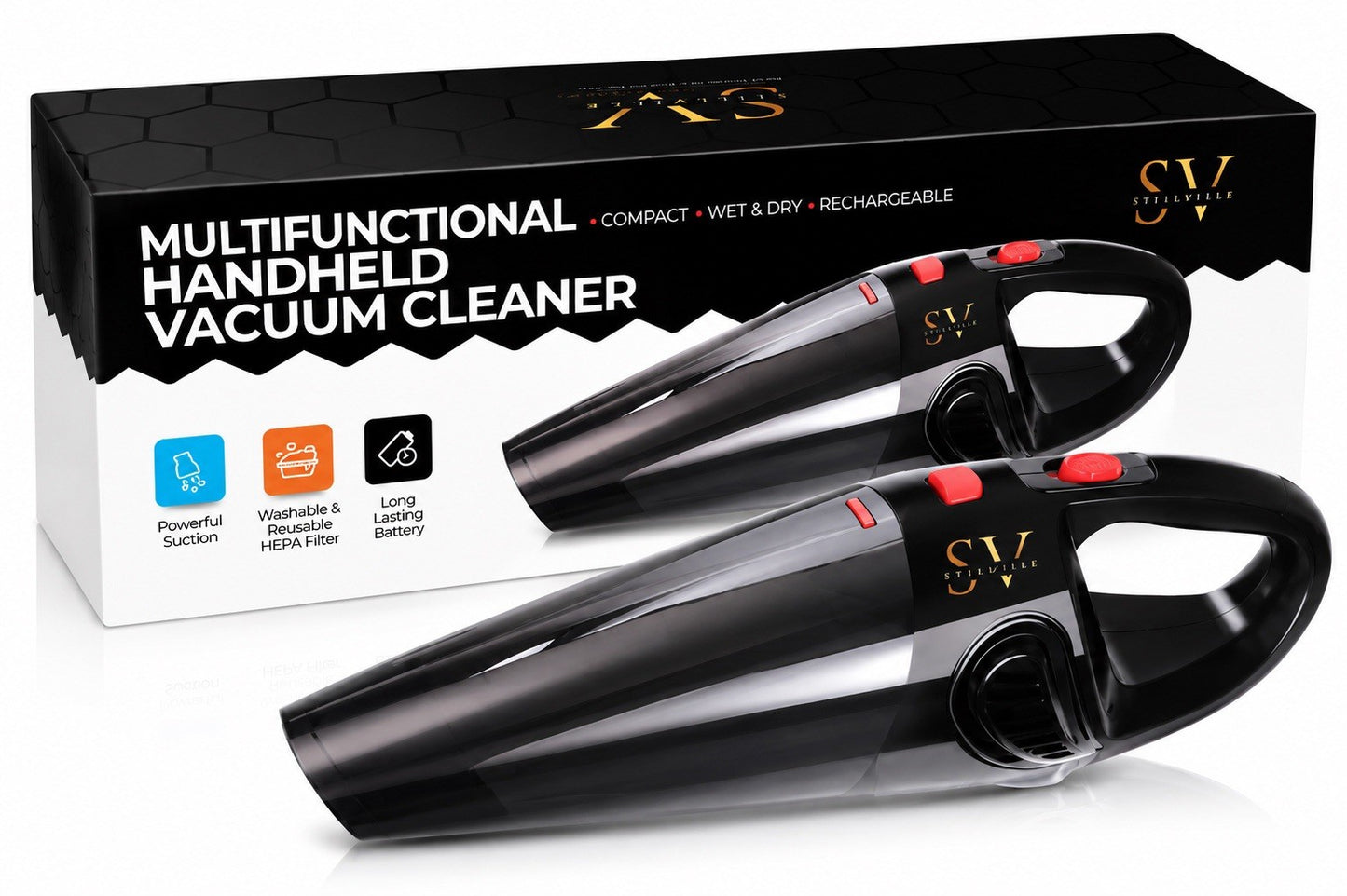 StillVille Cordless Handheld Vacuum Cleaner Wet Dry USB Rechargeable HEPA 120W - Lumi and Leo