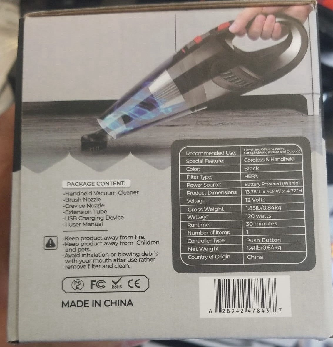 StillVille Cordless Handheld Vacuum Cleaner Wet Dry USB Rechargeable HEPA 120W