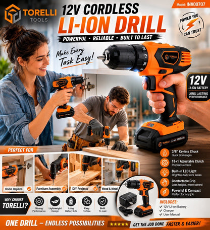 TORELLI 12V Cordless Drill Driver Kit $44 – New - Lumi and Leo