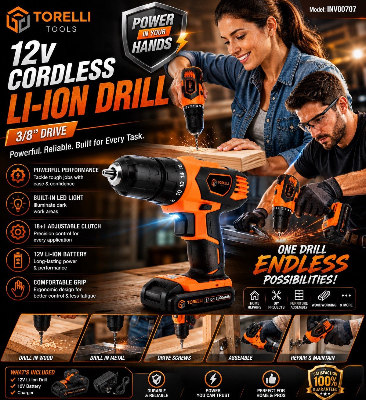 TORELLI 12V Cordless Drill Driver Kit $44 – New - Lumi and Leo