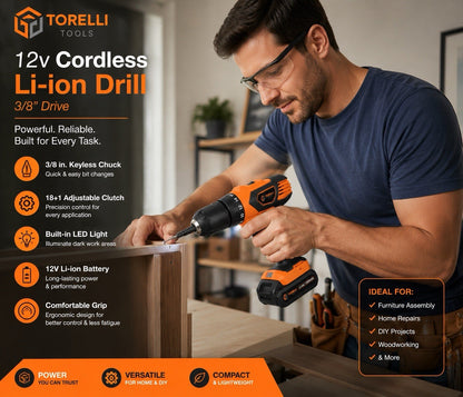TORELLI 12V Cordless Drill Driver Kit $44 – New - Lumi and Leo