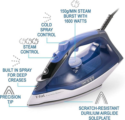 Tefal Express Steam, Steam Iron, 190 g/min Steam Boost, 45 g/min Continuous - Lumi and Leo