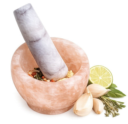 Title: MyGourmet Himalayan Salt Mortar & Marble Pestle Set - Lumi and Leo
