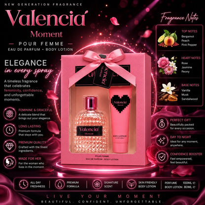 Valencia Moment Eau de Parfum & Body Lotion Gift Set for Women 100ml + 80ml - Lumi and Leo