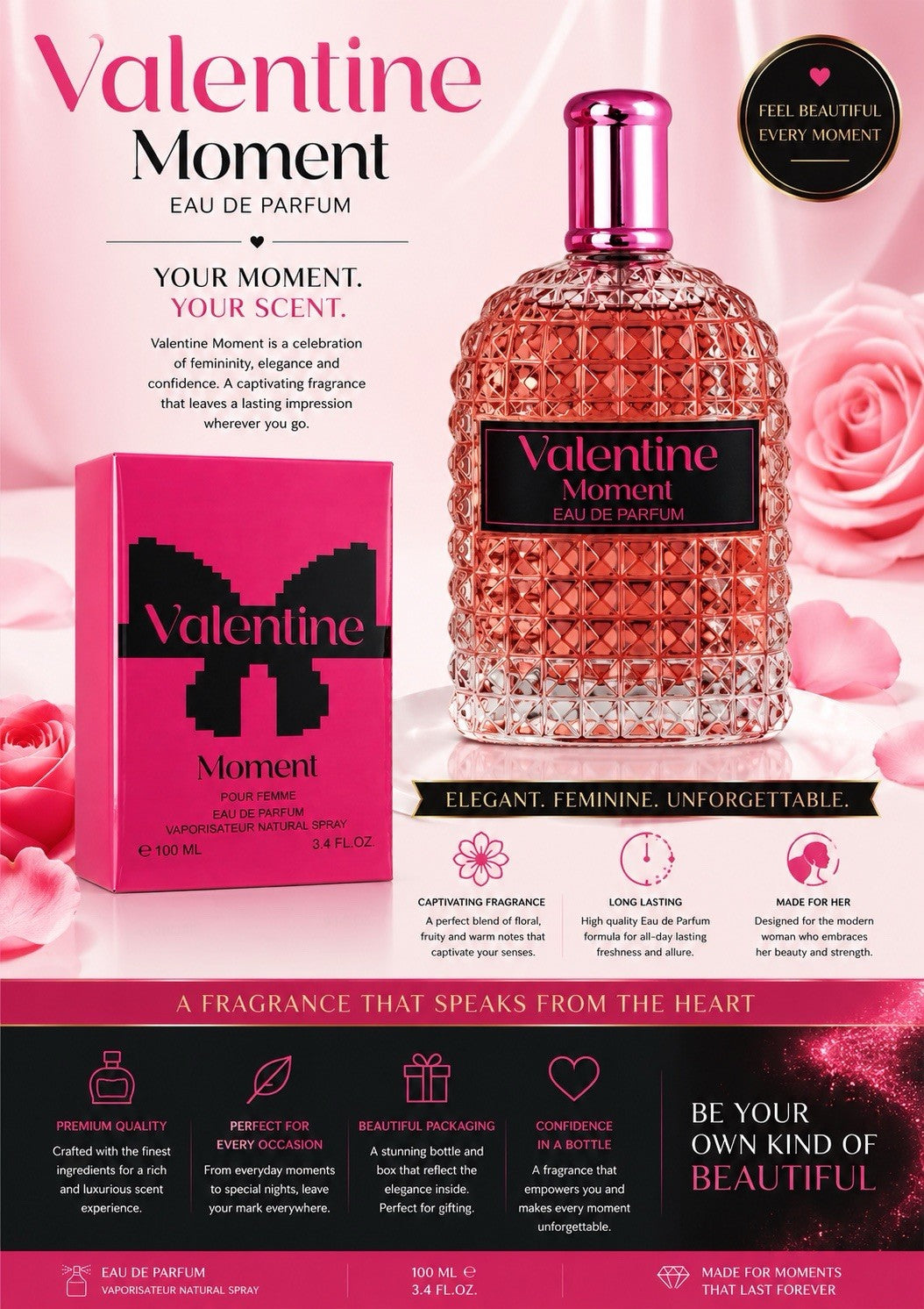 Valentine Moment Eau De Parfum 100ml 3.4oz Women's Perfume Long Lasting