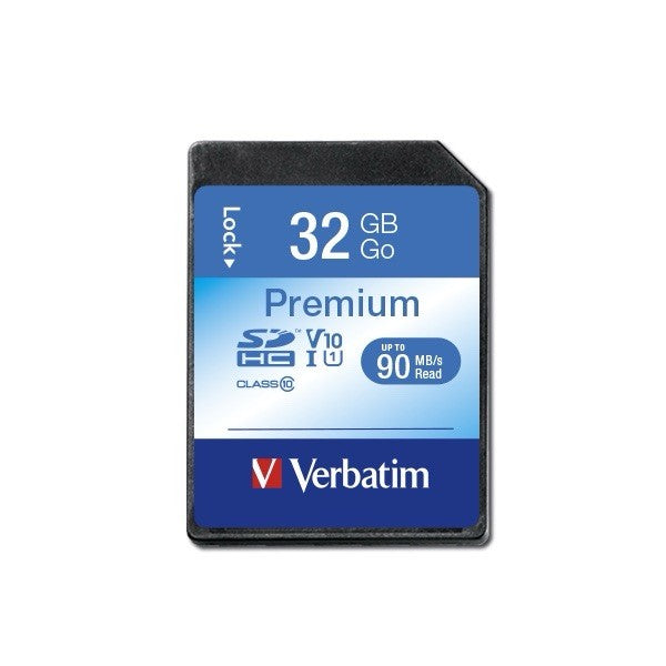 Verbatim 32GB Premium SDHC Memory Card UHS-I Class 10 V10 90MB/s 600X