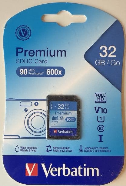 Verbatim 32GB Premium SDHC Memory Card UHS-I Class 10 V10 90MB/s 600X - Lumi and Leo