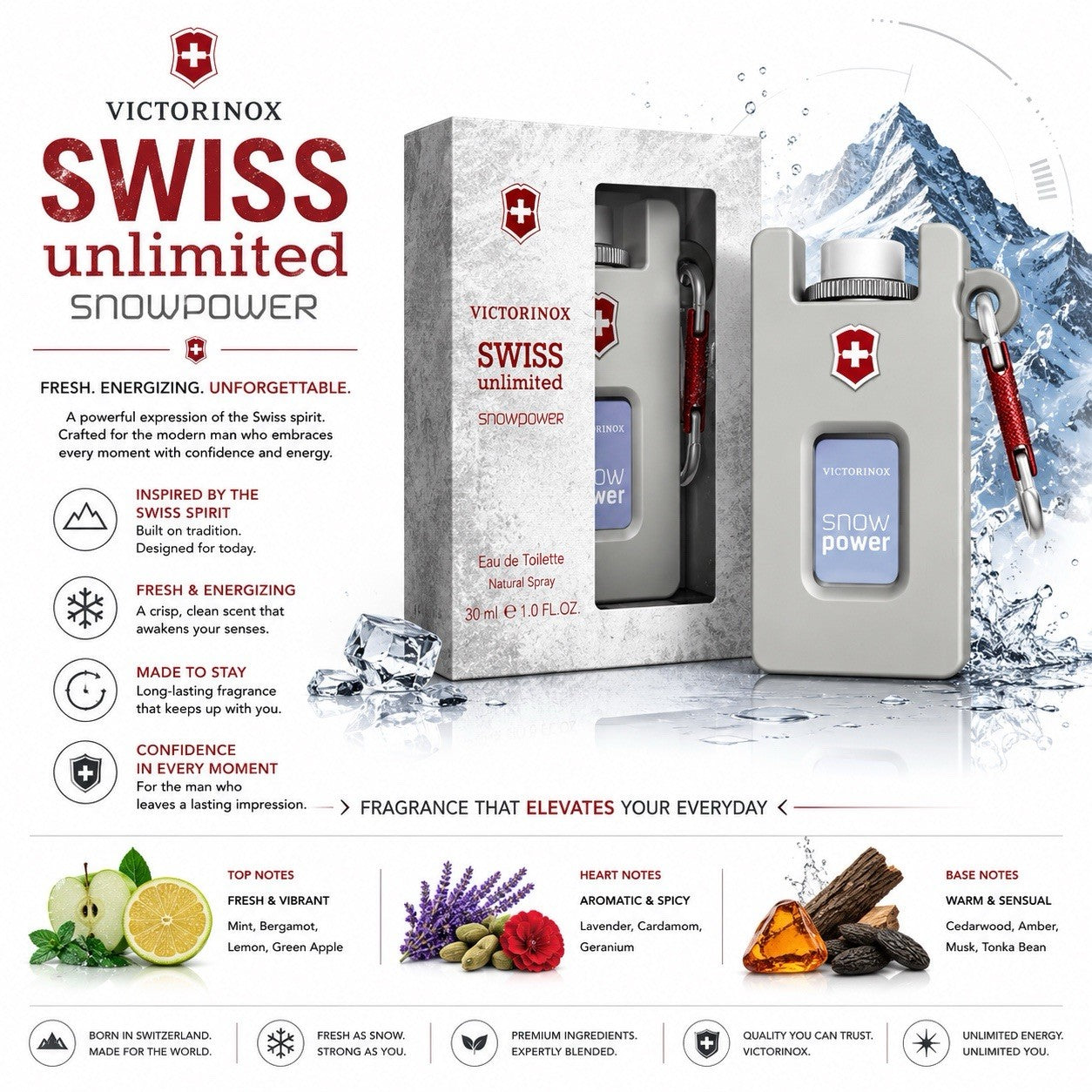 Victorinox Swiss Unlimited Snowpower EDT 30ml Men's Eau de Toilette Spray - Lumi and Leo