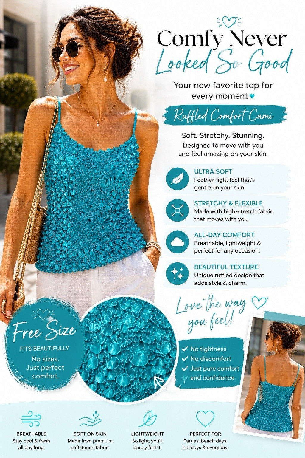 💙 WOMEN’S 3D FLORAL TEXTURED CAMI TOP – FREE SIZE 💙 - Lumi and Leo