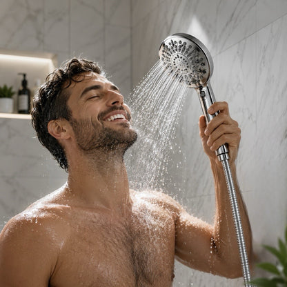 Waterpik VHX-663 PowerSpray+ 6-Spray Handheld Shower Head 5-Ft Hose Chrome - Lumi and Leo