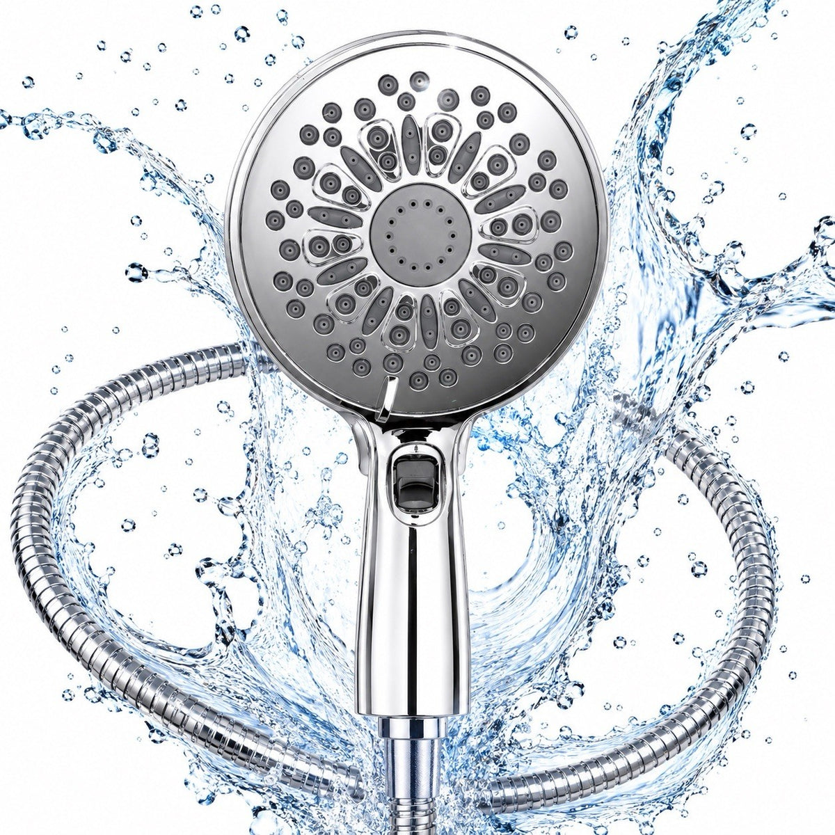 Waterpik VHX-663 PowerSpray+ 6-Spray Handheld Shower Head 5-Ft Hose Chrome - Lumi and Leo