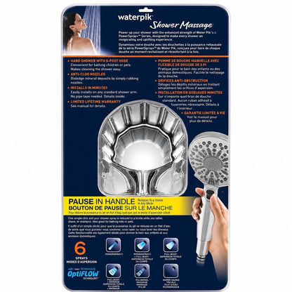 Waterpik VHX-663 PowerSpray+ 6-Spray Handheld Shower Head 5-Ft Hose Chrome - Lumi and Leo