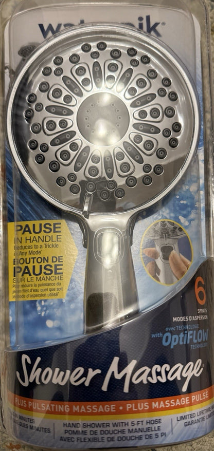 Waterpik VHX-663 PowerSpray+ 6-Spray Handheld Shower Head 5-Ft Hose Chrome - Lumi and Leo