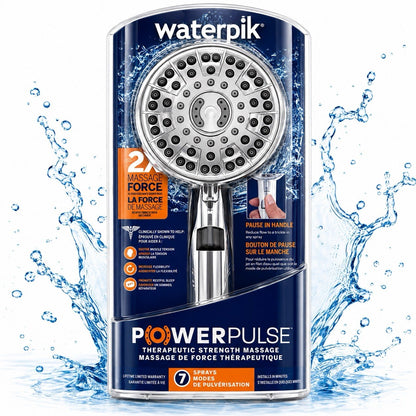 Waterpik XTP-863M PowerPulse 7-Spray Handheld Shower Head Chrome Pause Control - Lumi and Leo