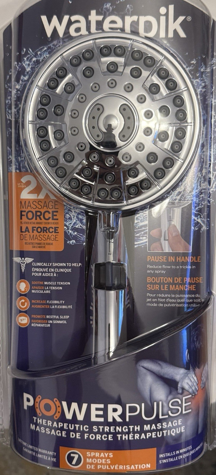 Waterpik XTP-863M PowerPulse 7-Spray Handheld Shower Head Chrome Pause Control