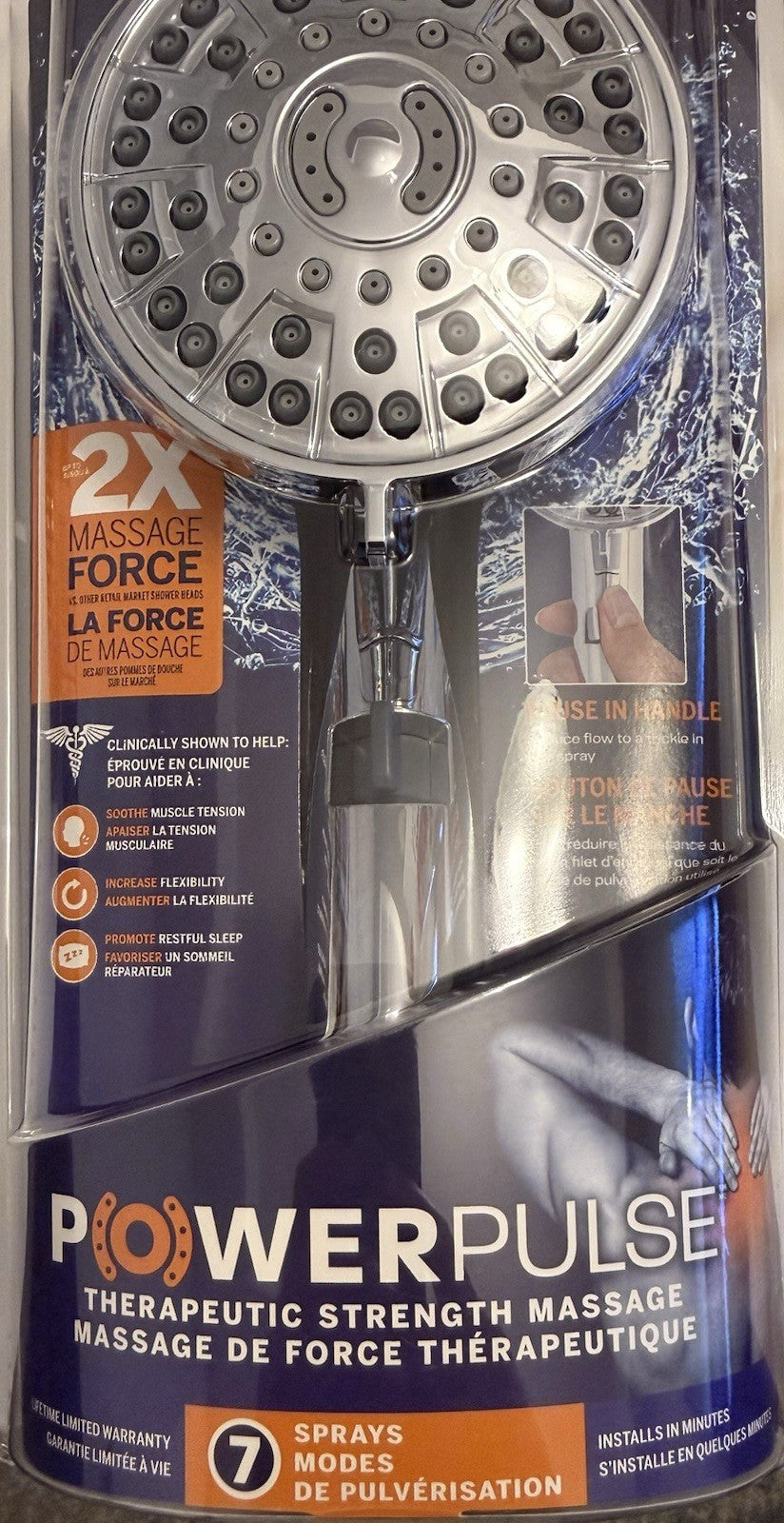 Waterpik XTP-863M PowerPulse 7-Spray Handheld Shower Head Chrome Pause Control