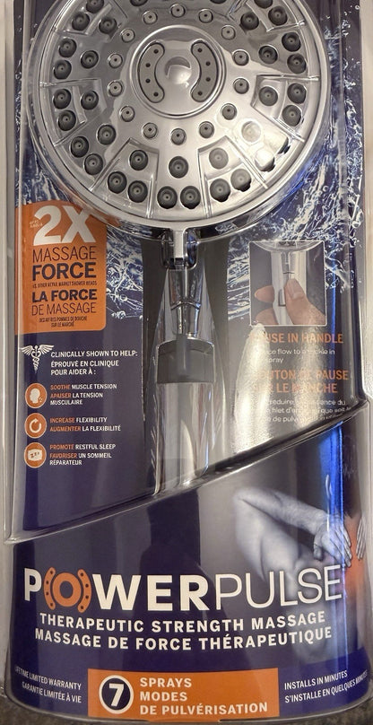 Waterpik XTP-863M PowerPulse 7-Spray Handheld Shower Head Chrome Pause Control - Lumi and Leo