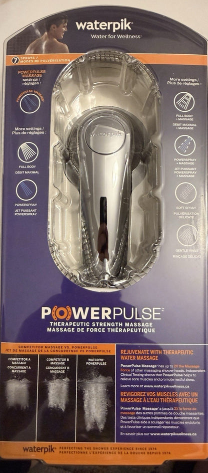 Waterpik XTP-863M PowerPulse 7-Spray Handheld Shower Head Chrome Pause Control - Lumi and Leo
