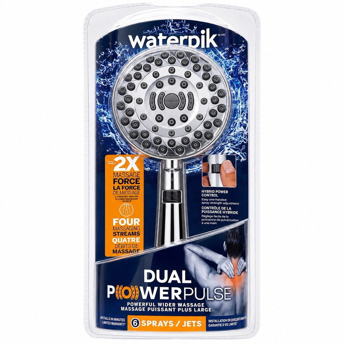 Waterpik ZZR-769ME Dual PowerPulse 6-Spray Handheld Shower Head Chrome - Lumi and Leo