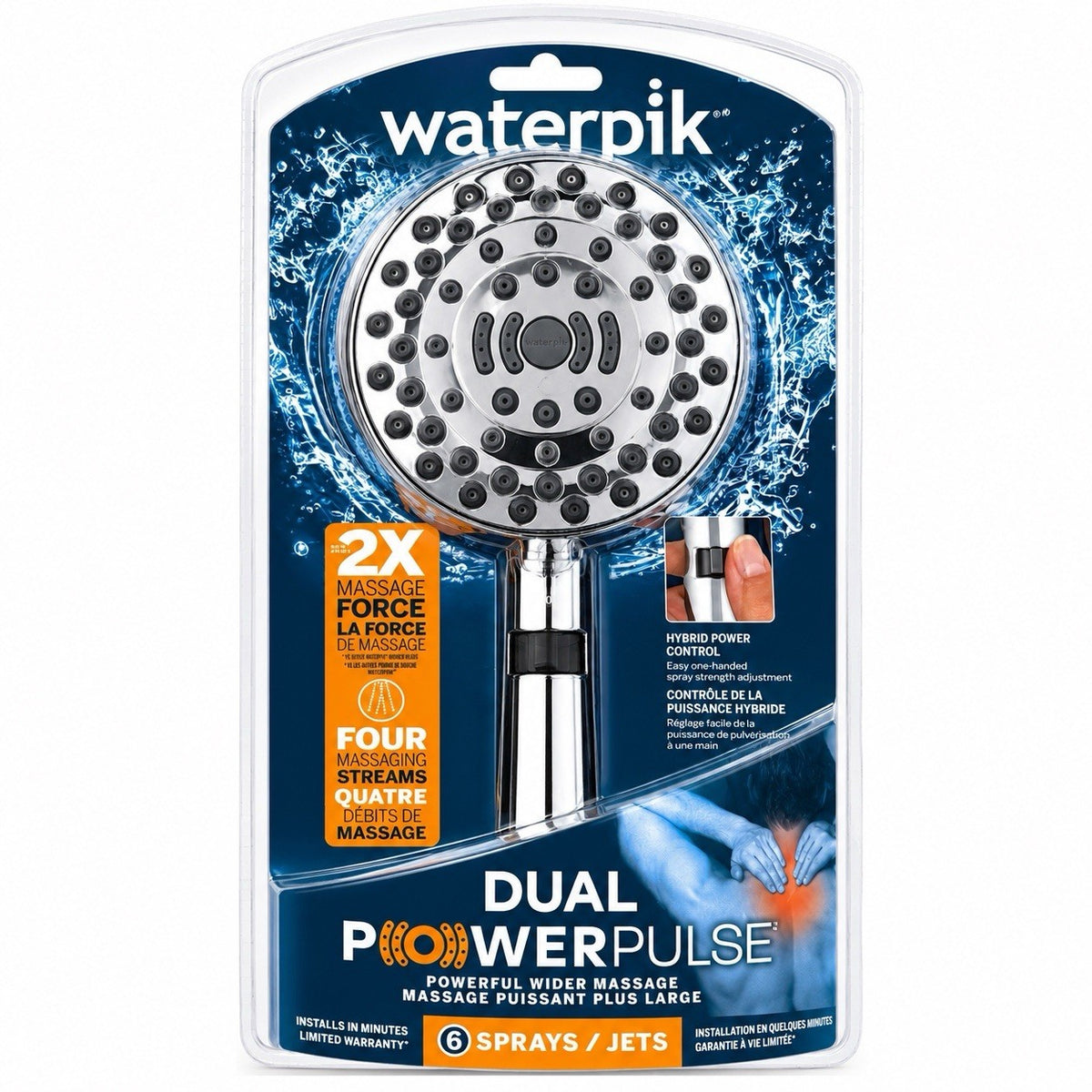 Waterpik ZZR-769ME Dual PowerPulse 6-Spray Handheld Shower Head Chrome - Lumi and Leo