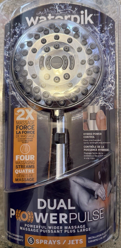 Waterpik ZZR-769ME Dual PowerPulse 6-Spray Handheld Shower Head Chrome - Lumi and Leo