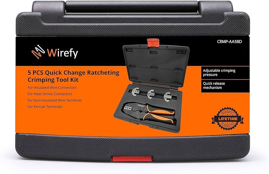 Wirefy 5-Piece Ratcheting Crimping Tool Kit Quick Change Dies CRMP-AA5BD New - Lumi and Leo