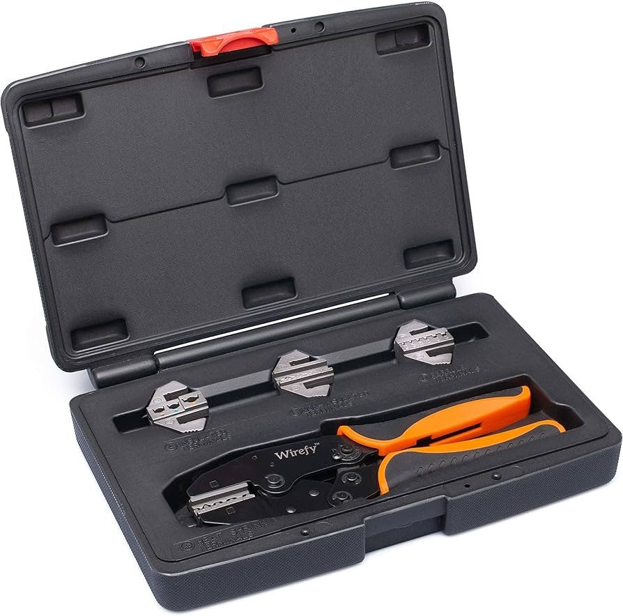 Wirefy 5-Piece Ratcheting Crimping Tool Kit Quick Change Dies CRMP-AA5BD New - Lumi and Leo