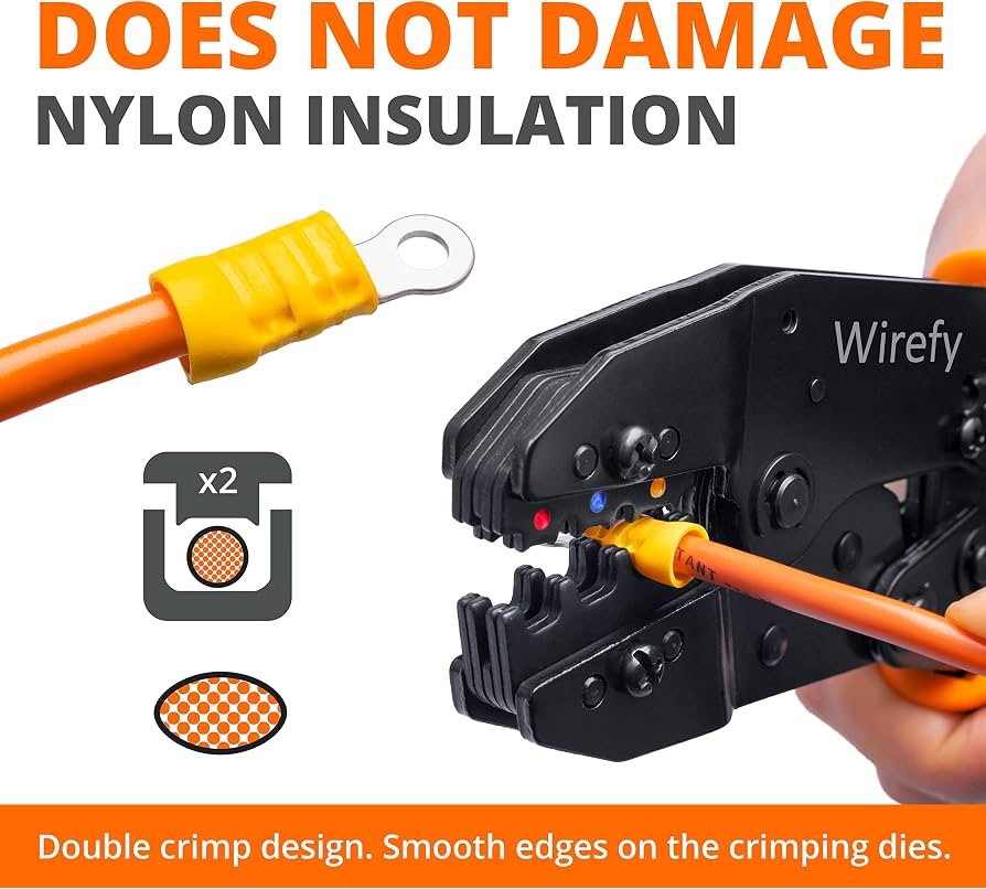 Wirefy Ratcheting Crimping Tool 22-10 AWG Insulated Wire Terminal Crimper New - Lumi and Leo