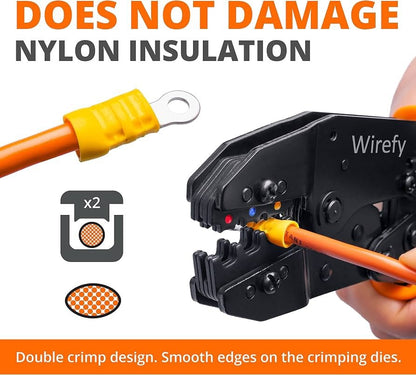 Wirefy Ratcheting Crimping Tool 22-10 AWG Insulated Wire Terminal Crimper New - Lumi and Leo