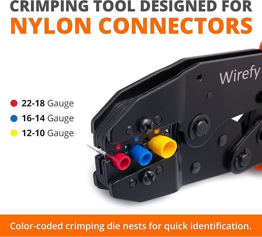 Wirefy Ratcheting Crimping Tool 22-10 AWG Insulated Wire Terminal Crimper New
