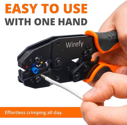Wirefy Ratcheting Crimping Tool 22-10 AWG Insulated Wire Terminal Crimper New - Lumi and Leo
