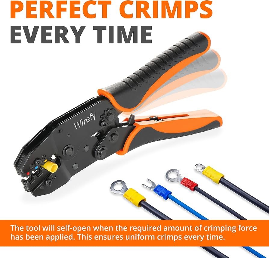 Wirefy Ratcheting Crimping Tool 22-10 AWG Insulated Wire Terminal Crimper New