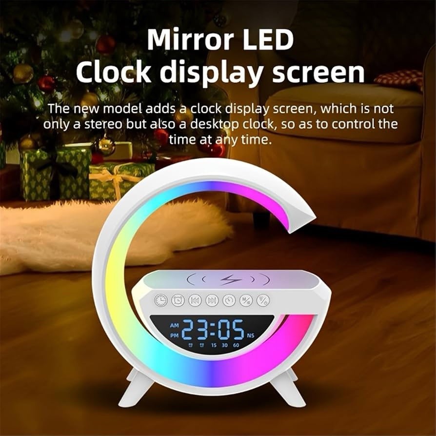 Wireless Charging Table Lamp Multifunctional Bluetooth Speaker & Alarm Clock ...