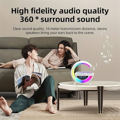 Wireless Charging Table Lamp Multifunctional Bluetooth Speaker & Alarm Clock ... - Lumi and Leo