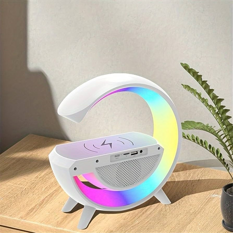 Wireless Charging Table Lamp Multifunctional Bluetooth Speaker & Alarm Clock ... - Lumi and Leo