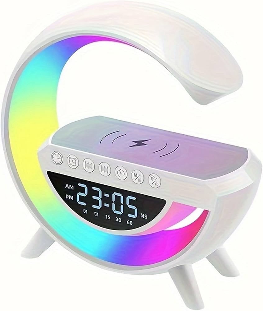 Wireless Charging Table Lamp Multifunctional Bluetooth Speaker & Alarm Clock ... - Lumi and Leo