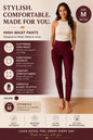Women's Burgundy High Waist Skinny Stretch Pants Pull On Size Medium - Lumi and Leo