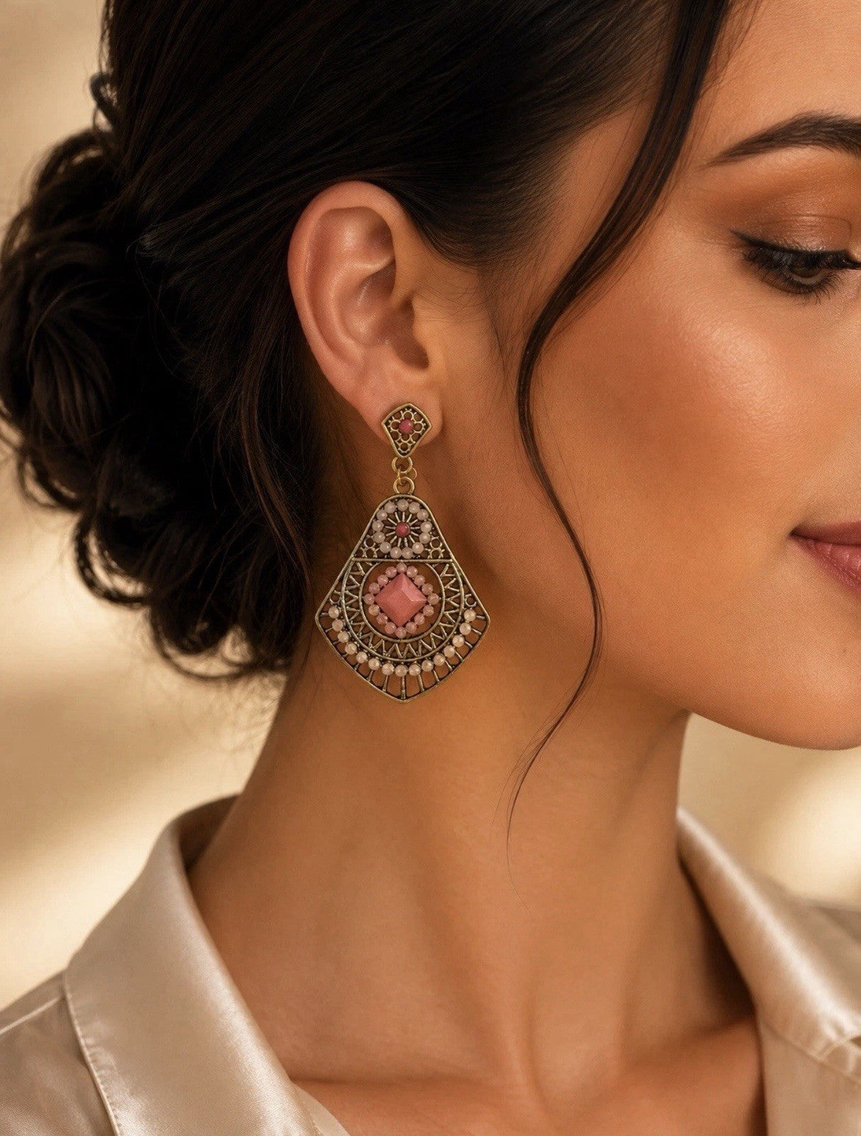 Women's Fashion Earrings Set 8 Pairs Vintage Boho Dangle Stud Gold Tone Jewelry