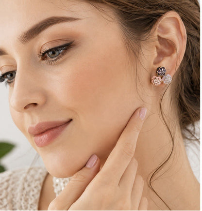 Women's Fashion Stud Earrings Elegant Floral Design Gold Tone Nickel Free Gift - Lumi and Leo
