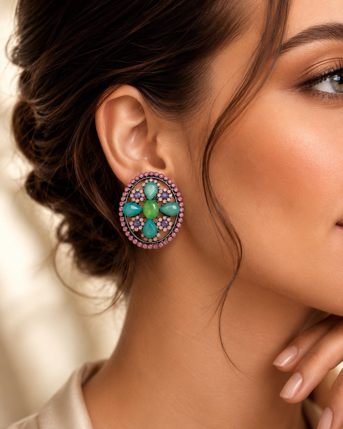 Women's Fashion Stud Earrings Elegant Floral Design Gold Tone Nickel Free Gift - Lumi and Leo