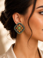 Women's Fashion Stud Earrings Elegant Floral Design Gold Tone Nickel Free Gift - Lumi and Leo