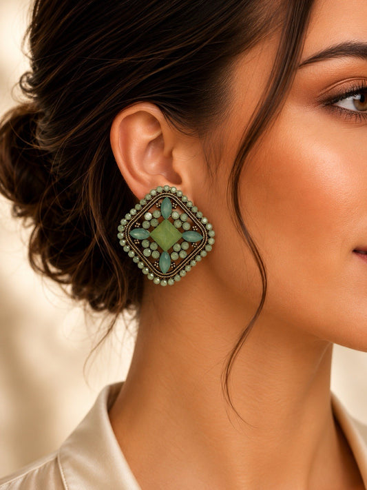 Women's Fashion Stud Earrings Elegant Floral Design Gold Tone Nickel Free Gift - Lumi and Leo