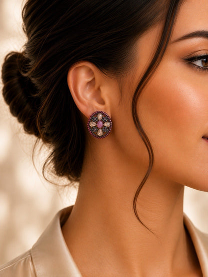 Women's Fashion Stud Earrings Elegant Floral Design Gold Tone Nickel Free Gift - Lumi and Leo