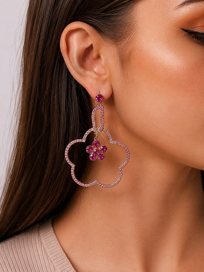 Women's Fashion Stud Earrings Elegant Floral Design Gold Tone Nickel Free Gift - Lumi and Leo