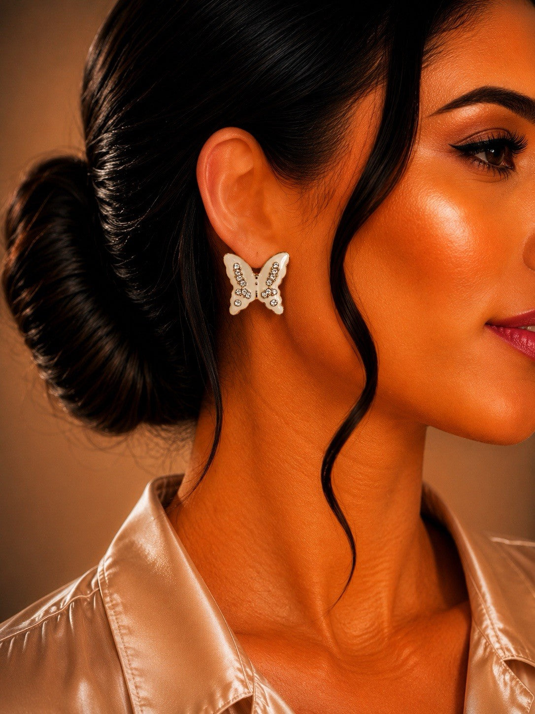 Women's Fashion Stud Earrings Elegant Floral Design Gold Tone Nickel Free Gift