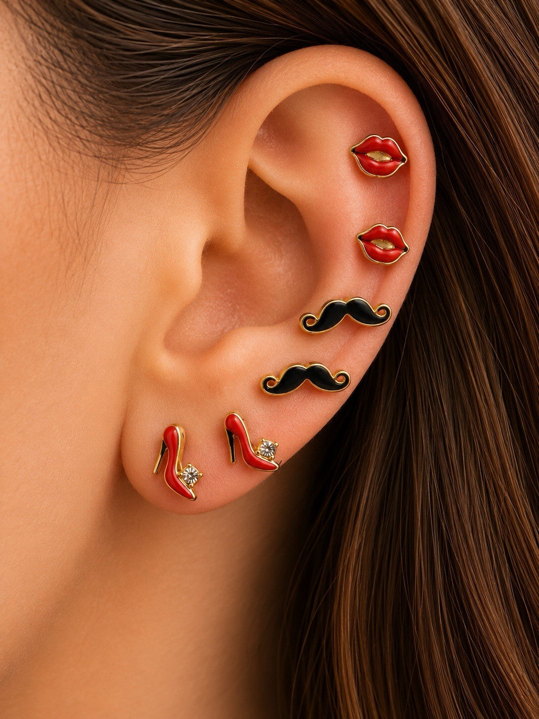 Women's Fashion Stud Earrings Elegant Floral Design Gold Tone Nickel Free Gift
