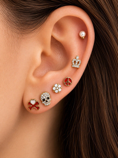 Women's Fashion Stud Earrings Elegant Floral Design Gold Tone Nickel Free Gift - Lumi and Leo