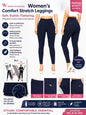 Women's High Waist Stretch Leggings Pull On Pants Soft Pockets Navy Blue - Lumi and Leo